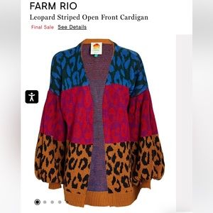 Farm Rio Leopard stripe open front cardi size small